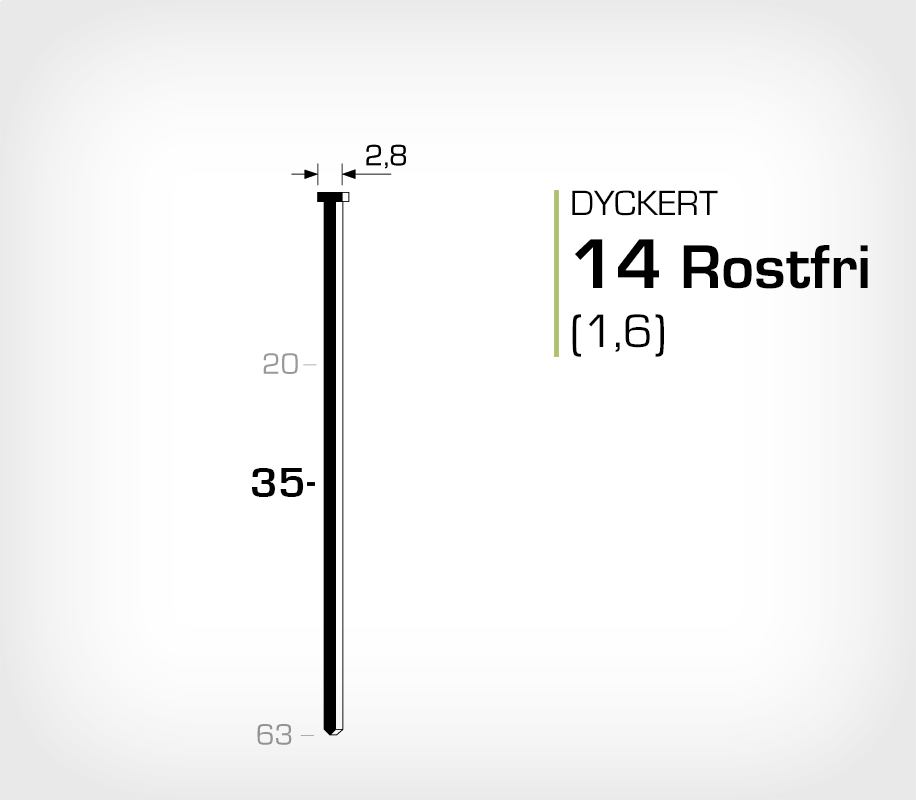 Rostfri dyckert 14/35 SS (SKN 16-35 SS)