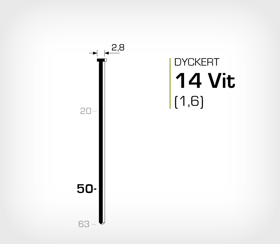 Vitlackerad dyckert 14/50 Vit galv (SKN 16-50 Vit)